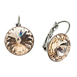 Stainless Steel Leverback Earrings with Light Silk Swarovski Crystals